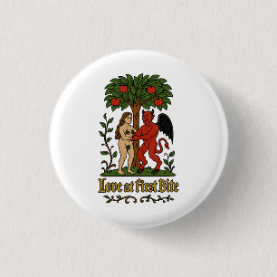 Badge Rond 2,50 Cm Love at First Bite - Medieval Devil & Eve Meme