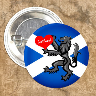 Badge Rond 2,50 Cm Love Scotland, Rampant, Heart & Scottish Drapeau