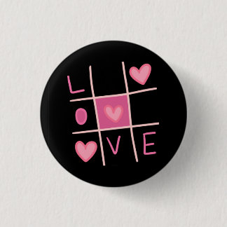 Badge Rond 2,50 Cm Love Tic Tac Toe Pin Button | Valentine's Day Gift