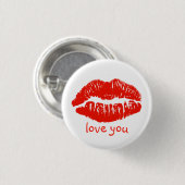 Badge Rond 2,50 Cm Love You Lips Valentine Button (Devant & derrière)