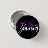 Badge Rond 2,50 Cm Love Yourself Purple & White Script Button (Devant & derrière)