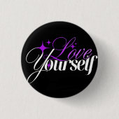 Badge Rond 2,50 Cm Love Yourself Purple & White Script Button (Devant)