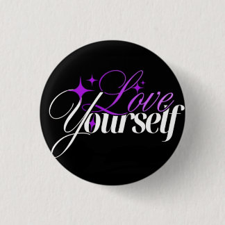 Badge Rond 2,50 Cm Love Yourself Purple & White Script Button