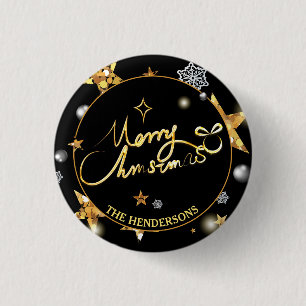 Badge Rond 2,50 Cm Low-key Luxury Gold Black Stars Custom Xmas