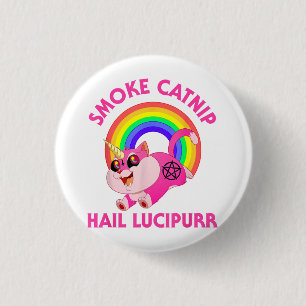 Badge Rond 2,50 Cm Lucipurr à la grêle à la fumée, Funny Satan Chat U