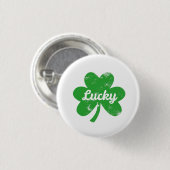 Badge Rond 2,50 Cm Lucky Clover St Patrick's Day (Devant & derrière)