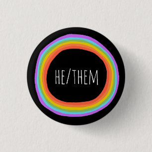 Badge Rond 2,50 Cm LUI/EUX Pronounounounounes coloré arc-en-ciel Cerc