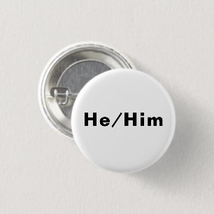 Badge Rond 2,50 Cm Lui, Lui, Pronouns - Lgbtq fierté noir blanc