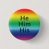 Badge Rond 2,50 Cm Lui, Lui, Son, Pronouns Lgbtq Lgbt Pride Rainbow (Devant)