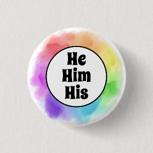 Badge Rond 2,50 Cm Lui, ses prunes dans le cercle de l'aquarelle