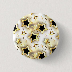 Badge Rond 2,50 Cm Lumière transparente avec étoiles or