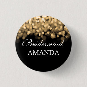 Badge Rond 2,50 Cm Lumières élégantes d'or de faveur de demoiselle