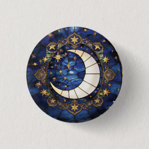 Badge Rond 2,50 Cm Lune de verre coloré ornemental croissant céleste