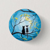 Badge Rond 2,50 Cm Lune lunaire avec chats (Devant)