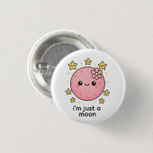 Badge Rond 2,50 Cm Lune rose avec cou (Devant & derrière)