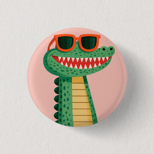 Badge Rond 2,50 Cm Lunettes de soleil de crocodile drôles Mignon anim