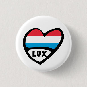 Badge Rond 2,50 Cm Luxembourg Code Pays Drapeau Coeur LUX