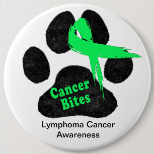 Badge Rond 2,50 Cm Lymphome Cancer Empreinte de Patte de Chien Ruban