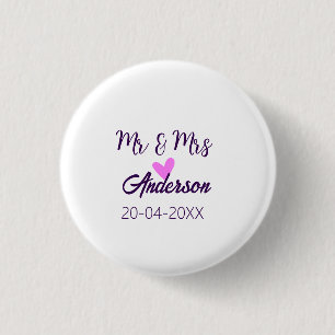 Badge Rond 2,50 Cm M. et Mme ajoutent le nom de famille date année ca
