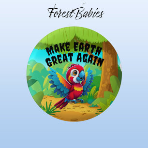 Badge Rond 2,50 Cm Macaw Parrot Rendre la Terre De l'environnement