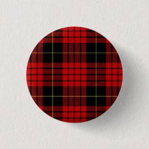 Badge Rond 2,50 Cm MacQueen Tartan rouge et noir plaid
