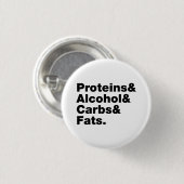 Badge Rond 2,50 Cm Macronutriments. Protéines & Alcool & Carbes & Gra (Devant & derrière)