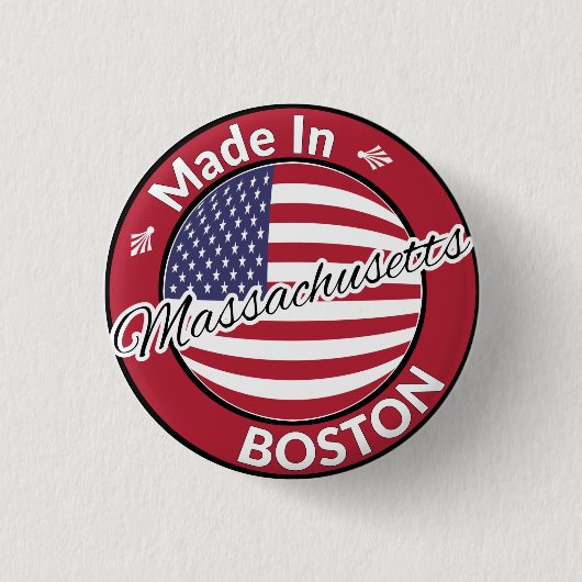Badge Rond 2,50 Cm Made in Boston Massachusetts USA Flag (Devant)
