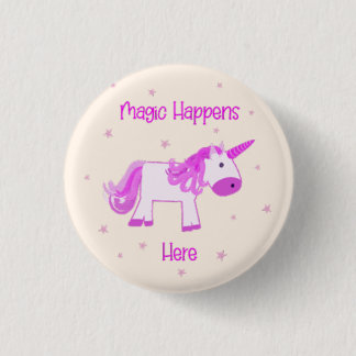 Badge Rond 2,50 Cm Magie se passe ici Unicorn Bouton
