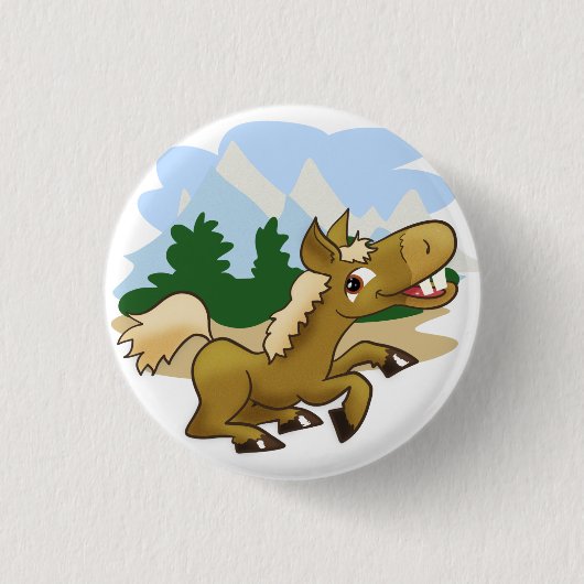 Badge Rond 2,50 Cm Magnifique Cheval Galloping (Devant)