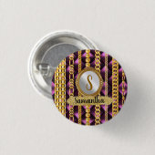 Badge Rond 2,50 Cm Magnifique Velours Violet Or Monogramme Élégant Ch (Devant & derrière)