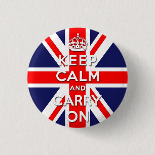 Badge Rond 2,50 Cm maintenez calme et continuez le drapeau d'Union