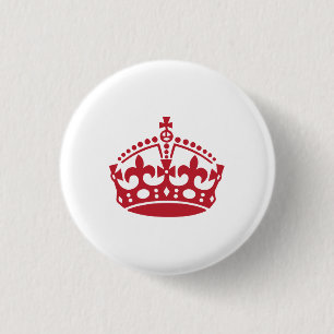 Badge Rond 2,50 Cm Maintenez calme la couronne de victoire rouge