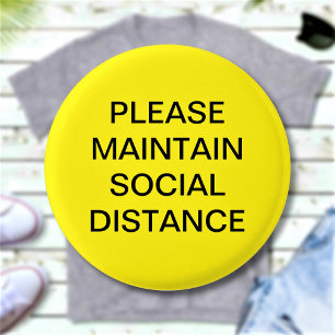 Badge Rond 2,50 Cm Maintenez votre distance sociale Texte personnalis