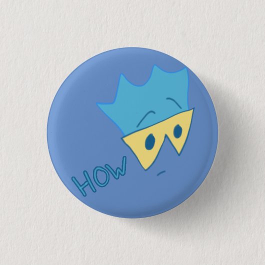 Badge Rond 2,50 Cm Mais comment bouton (cyan sur le bigorneau) (Devant)
