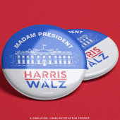 Badge Rond 2,50 Cm Maison Blanche Madame la Présidente Kamala Harris/