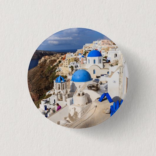 Badge Rond 2,50 Cm Maisons grecques traditionnelles (Devant)
