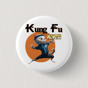 Badge Rond 2,50 Cm Maître Kung Fu Meowster