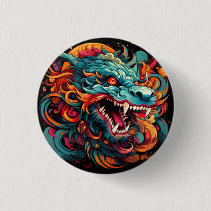 Badge Rond 2,50 Cm Majesté du dragon oriental moderne