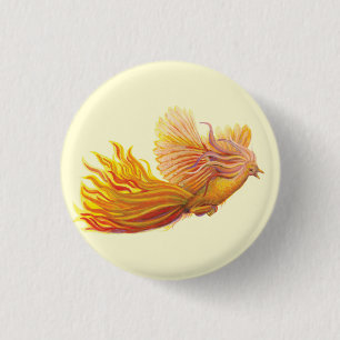 Badge Rond 2,50 Cm Majestic Phoenix Bird