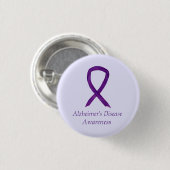 Badge Rond 2,50 Cm Maladie d'Alzheimer Ruban violet Peintures d'art p (Devant & derrière)