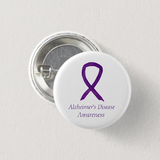 Badge Rond 2,50 Cm Maladie d'Alzheimer Ruban violet Peintures d'art p (Devant & derrière)