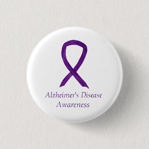 Badge Rond 2,50 Cm Maladie d'Alzheimer Ruban violet Peintures d'art p