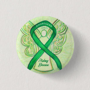Badge Rond 2,50 Cm Maladie du rein Sensibilisation Ruban Ange Pins