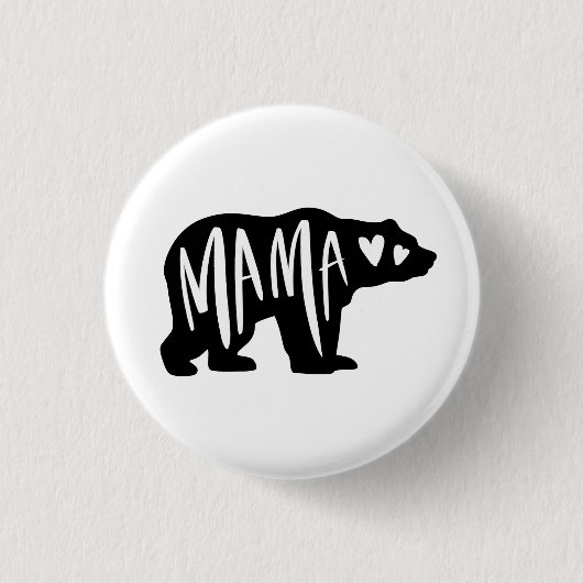 Badge Rond 2,50 Cm Mama manuscrit Main Tiré Coeurs Ours Silhouette (Devant)