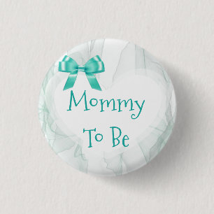 Badge Rond 2,50 Cm Maman à être bouton turquoise de baby shower de