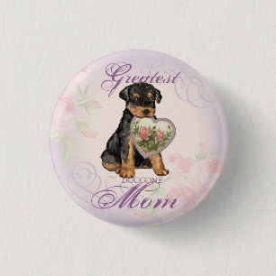 Badge Rond 2,50 Cm Maman de coeur d'Airedale