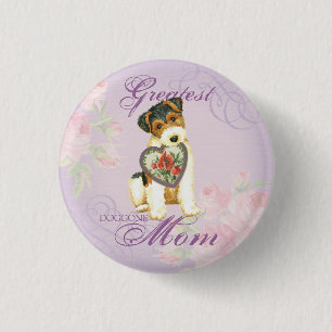 Badge Rond 2,50 Cm Maman de coeur de Fox Terrier de fil