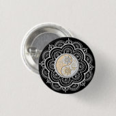 Badge Rond 2,50 Cm Mandala Argent et Or (Devant & derrière)