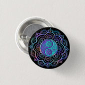 Badge Rond 2,50 Cm Mandala bleu et violet (Devant & derrière)