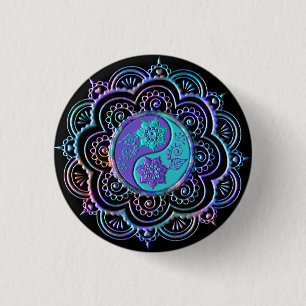 Badge Rond 2,50 Cm Mandala bleu et violet
